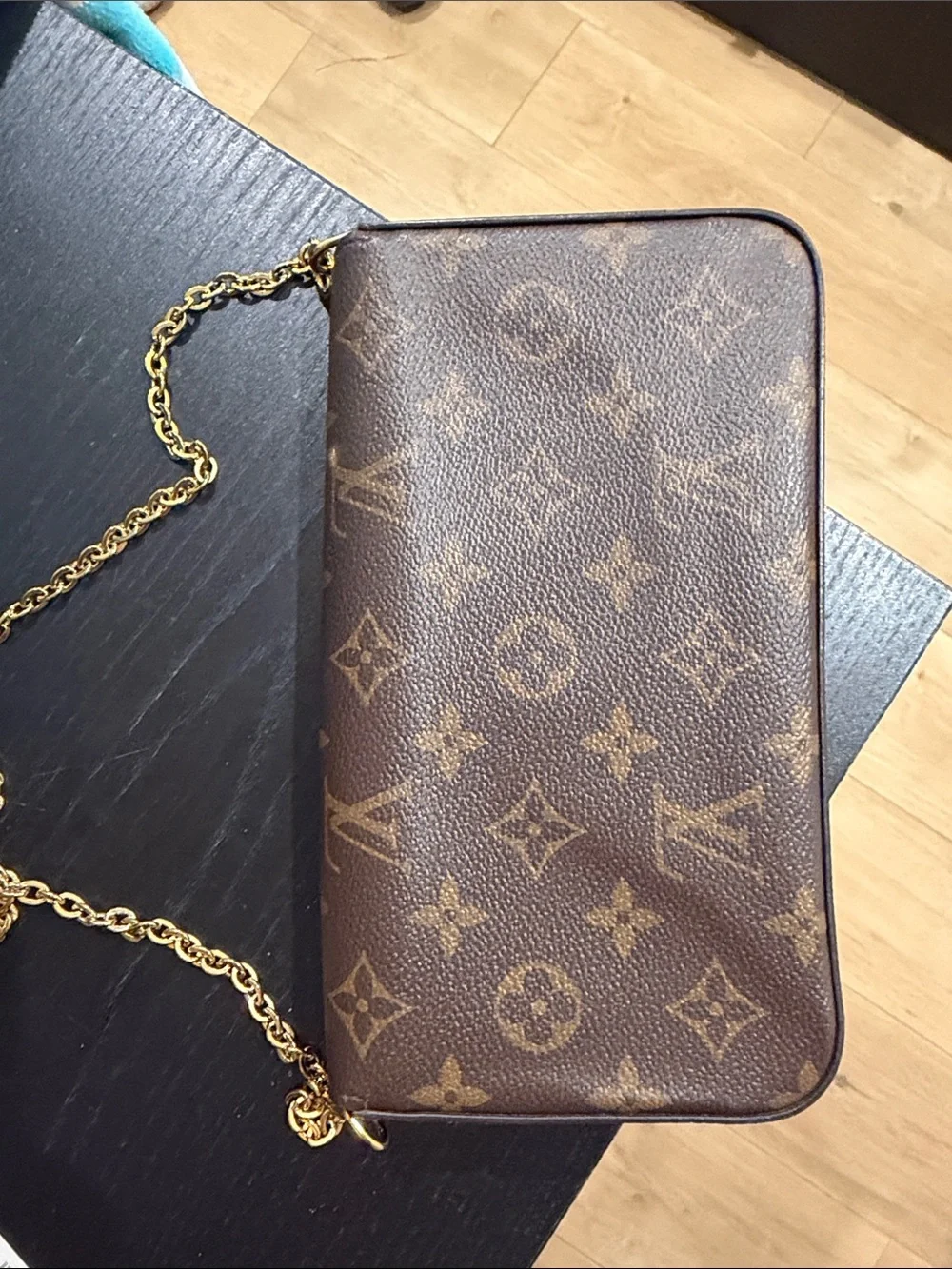 Louis Vuitton Monogram Canvas Chain Crossbody in Brown and Gold - Picture 6 of 7